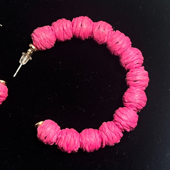 statement Raffia Hoop Dangle earrings - Picture 3 of 4